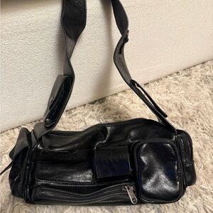 Black Leather Utility Bag